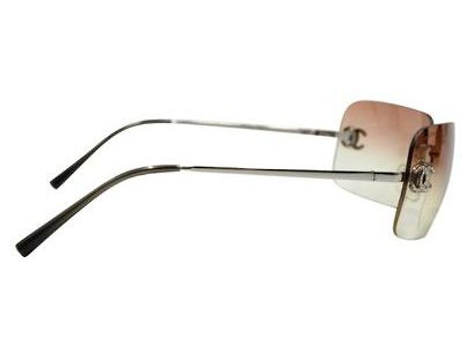 Chanel Randlos Y2K-Sonnenbrille Braun - Ansicht 3