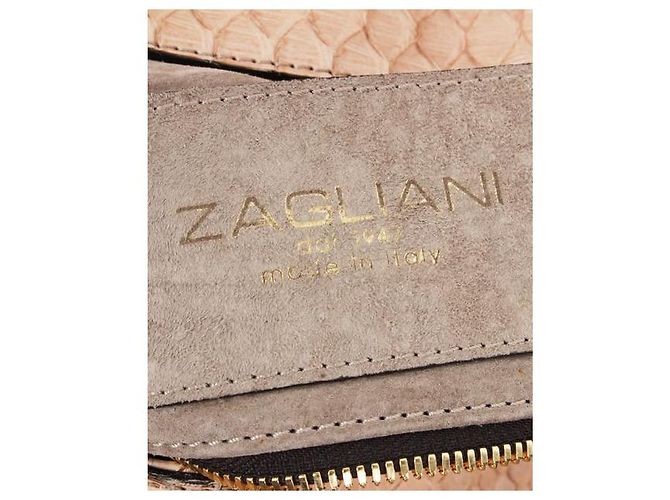 Borsa a spalla ZAGLIANI in pelle di serpente rosa pastello - vista 6
