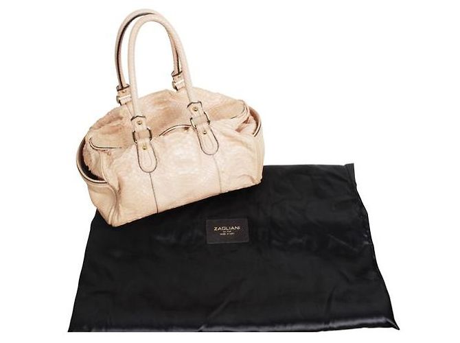 Borsa a spalla ZAGLIANI in pelle di serpente rosa pastello - vista 8