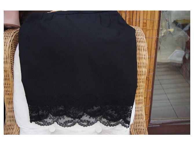 Gonna Yves Saint Laurent in lana nera con dettagli in pizzo Nero - vista 6