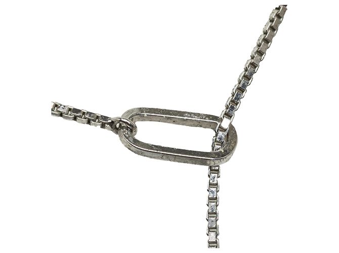 Collana con pendente Dior in argento con placca con logo - vista 2