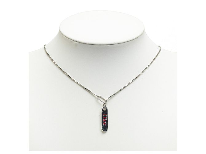 Collana con pendente Dior in argento con placca con logo - vista 6