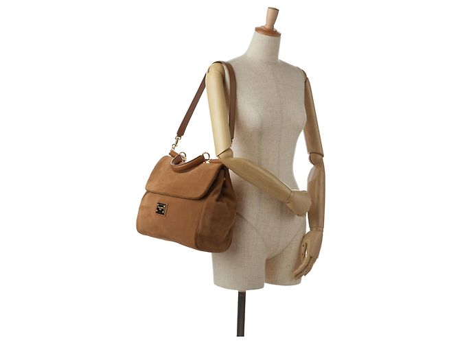 Dolce & Gabbana Dolce&Gabbana Borsa Miss Sicily Soft grande in pelle scamosciata marrone - vista 17