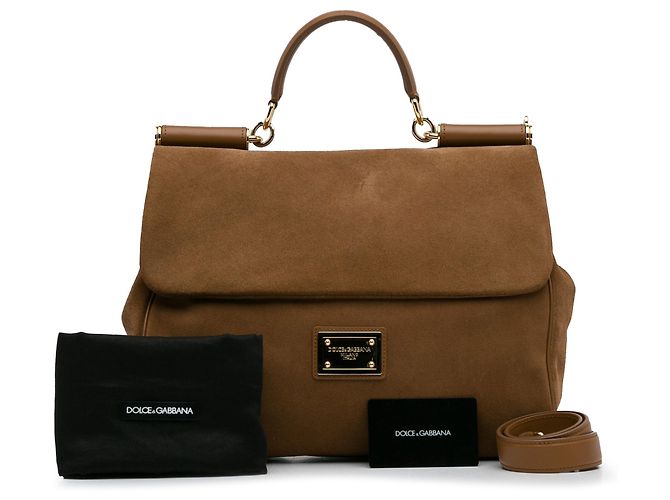 Dolce & Gabbana Dolce&Gabbana Borsa Miss Sicily Soft grande in pelle scamosciata marrone - vista 18