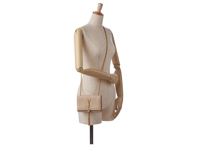 Borsa a tracolla Kate con nappa piccola monogramma marrone Saint Laurent Beige - vista 10