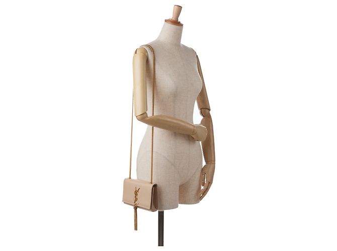 Borsa a tracolla Kate con nappa piccola monogramma marrone Saint Laurent Beige - vista 9