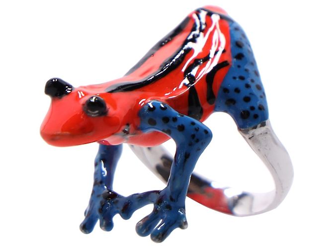 Delfina Delettrez Emaille-Froschring in Sterlingsilber Python drucken - Ansicht 3