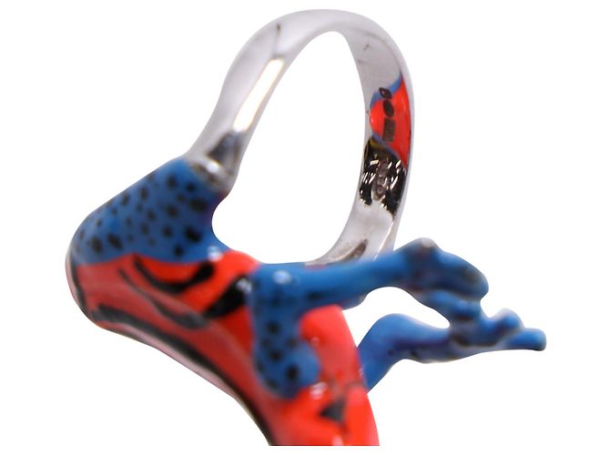 Delfina Delettrez Emaille-Froschring in Sterlingsilber Python drucken - Ansicht 5