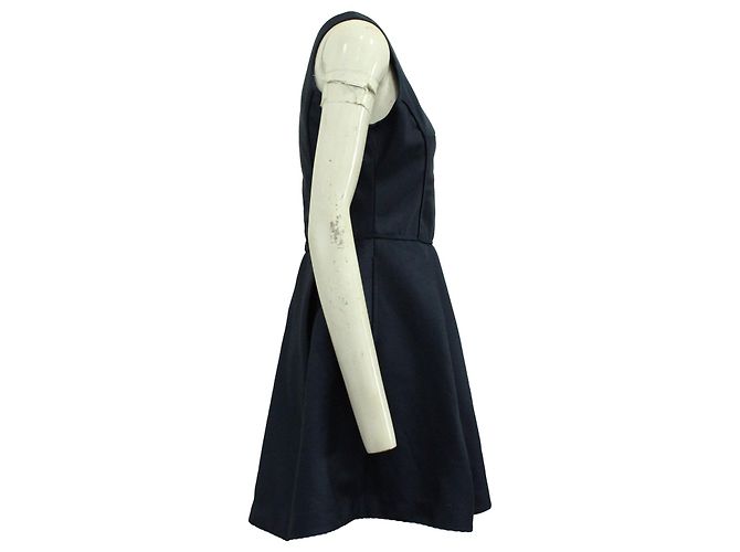 Etuikleid von Maje mit Kellerfalten aus marineblauem Polyester. - Ansicht 2