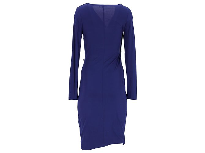 Vestido Max Mara Drapeado de Manga Larga en Seda Azul - vista 3