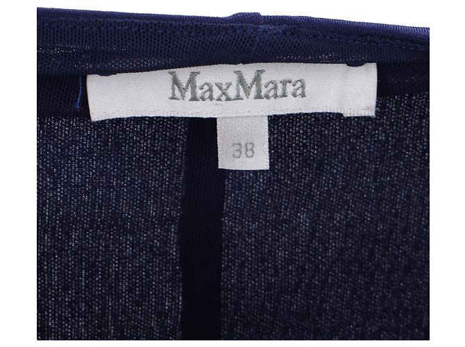 Vestido Max Mara Drapeado de Manga Larga en Seda Azul - vista 4