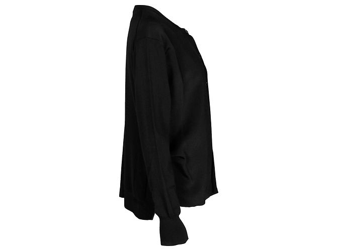 Céline Celine Cardigan abotoado em lã preta Preto - vista 2