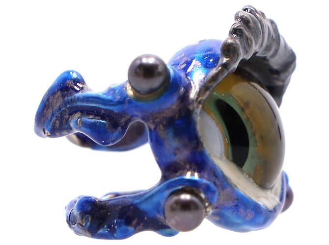 Anello Occhio Delfina Delettrez in Vetro di Murano e Smalto in Argento 925 Blu - vista 2