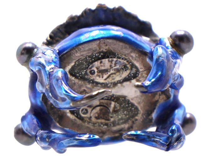 Anello Occhio Delfina Delettrez in Vetro di Murano e Smalto in Argento 925 Blu - vista 3