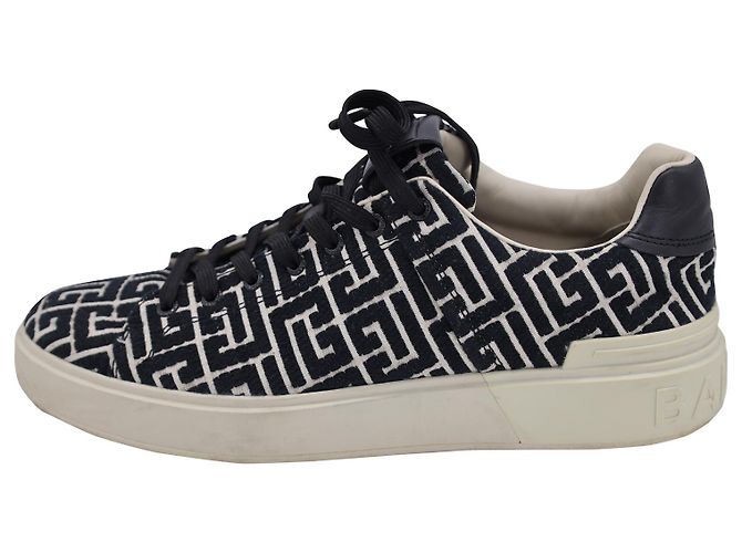 Baskets Balmain B-Court Monogram en Toile Noire - vue 2
