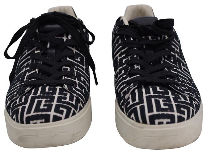 Baskets Balmain B-Court Monogram en Toile Noire - vue 3