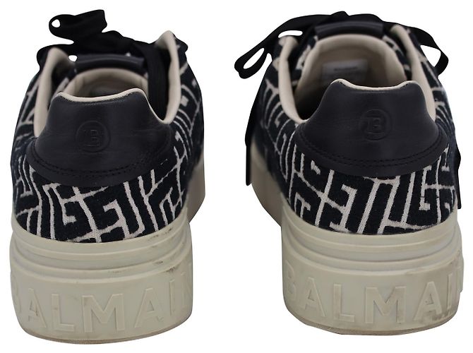 Baskets Balmain B-Court Monogram en Toile Noire - vue 4