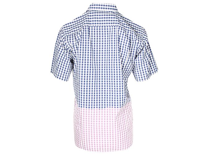 Comme Des Garcons Camisa Comme Des Garçons de manga corta a cuadros de algodón azul - vista 3