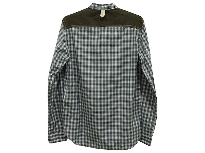 Autre Marque Camicia a quadri Junya Watanabe Comme des Garçons con toppa sul gomito in cotone blu - vista 2