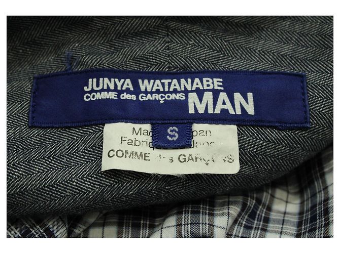 Autre Marque Camicia a quadri Junya Watanabe Comme des Garçons con toppa sul gomito in cotone blu - vista 3