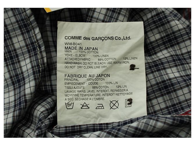 Autre Marque Camicia a quadri Junya Watanabe Comme des Garçons con toppa sul gomito in cotone blu - vista 4