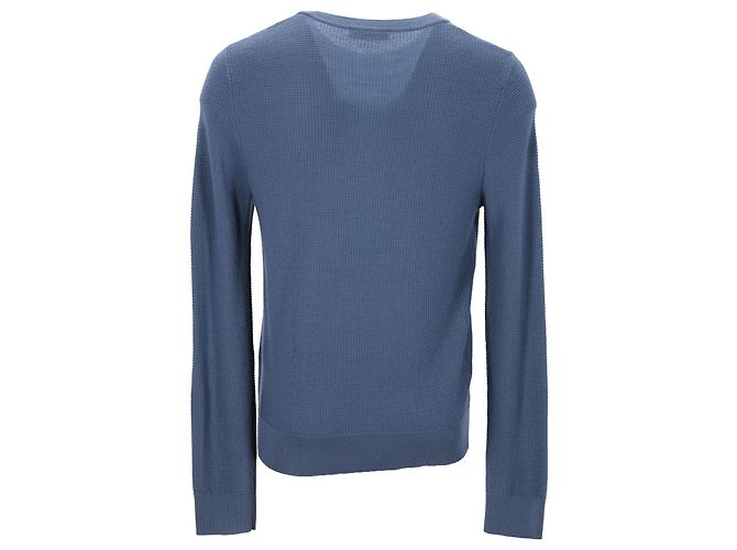 Pull en maille à col rond Sandro en coton bleu - vue 3