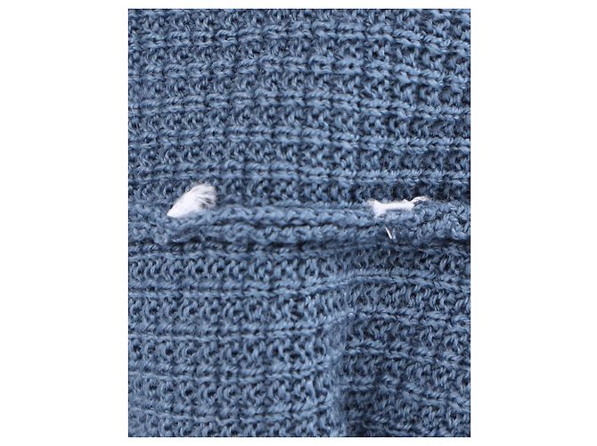 Pull en maille à col rond Sandro en coton bleu - vue 4