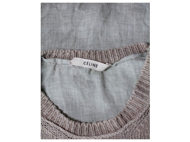 Céline Suéter Celine Knit em Linho Bege Marrom - vista 4