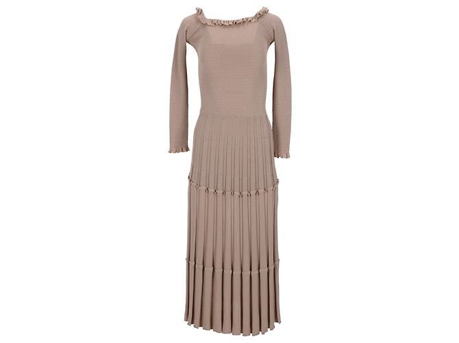 Altuzarra Off-Shoulder Plissee-Strickkleid aus beiger Viskose Weiß Roh - Ansicht 3