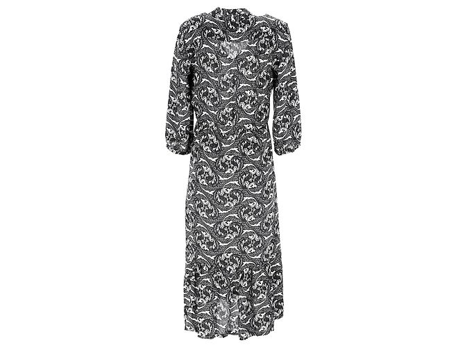 Vestido midi con estampado de cachemira de viscosa negra Ba&Sh Impresión de pitón - vista 3