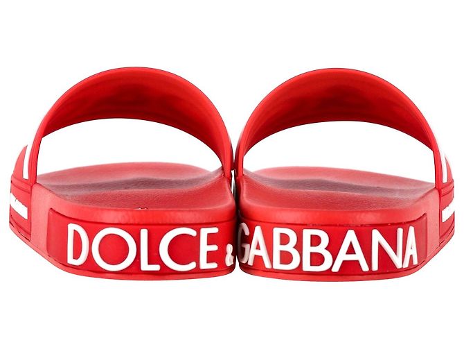 Ciabatte da piscina con logo Dolce & Gabbana in gomma rossa - vista 3