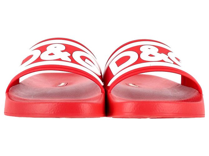 Ciabatte da piscina con logo Dolce & Gabbana in gomma rossa - vista 4