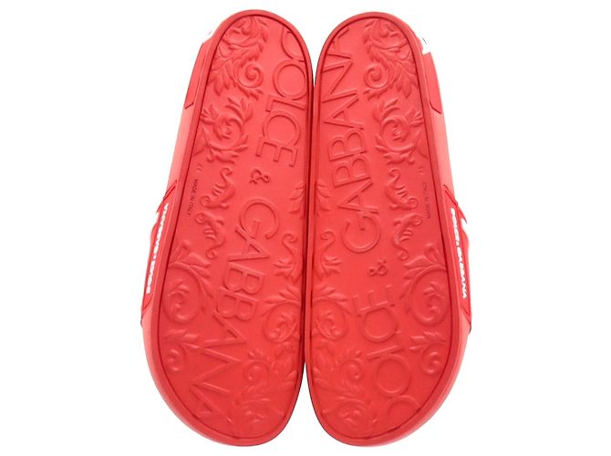 Ciabatte da piscina con logo Dolce & Gabbana in gomma rossa - vista 7