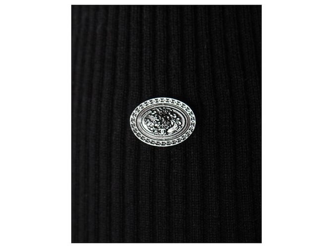 Timeless Chanel-Strickpullover mit Schleife am Ärmel aus schwarzer Wolle - Ansicht 4