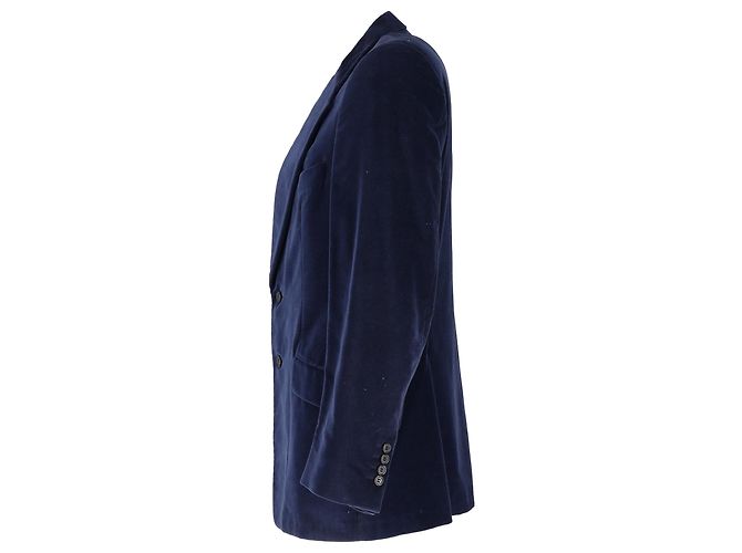 Blazer monopetto in velluto Gucci in cotone blu navy - vista 2