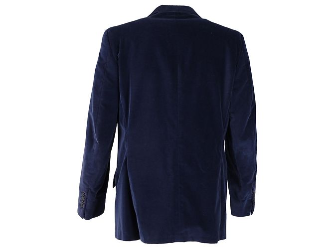 Blazer monopetto in velluto Gucci in cotone blu navy - vista 3