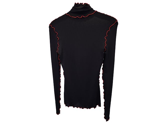 Proenza Schouler Gola alta com babados em viscose preta Preto - vista 3