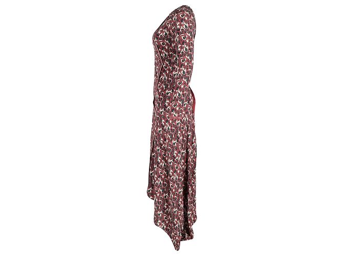 Vestido asimétrico estampado Vilshenko en seda burdeos Roja - vista 2
