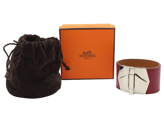 Pulseira Hermès Bérénice Cuir em couro vermelho - vista 2