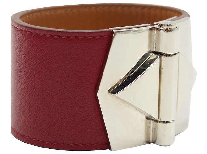 Pulseira Hermès Bérénice Cuir em couro vermelho - vista 3