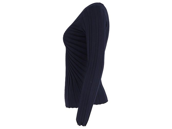Jersey de punto con cuello de pico Sandro Justine de algodón azul marino - vista 2