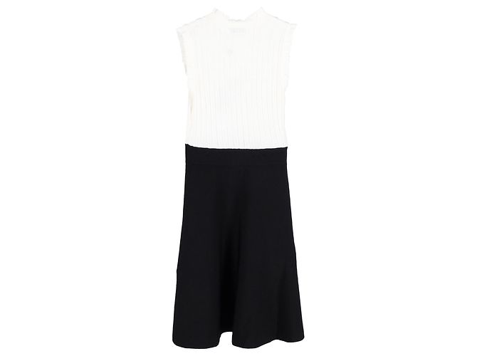 Sandro Edda Miniabito in maglia bicolore in cotone bianco - vista 3