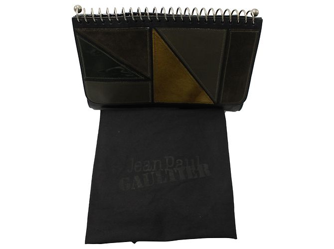 Pochette Jean Paul Gaultier Spring Patchwork in pelle nera Nero - vista 8
