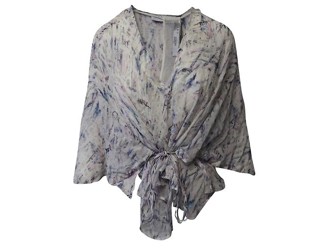 Top Iro Justie con scollo a V in seta bianca Bianco - vista 10