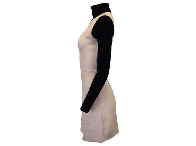 Vestido de malha elástica Theory Myrelle Evian em lã creme Branco Cru - vista 3