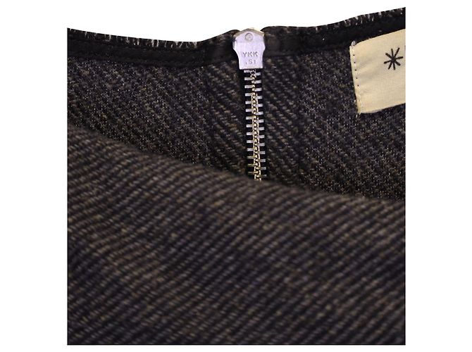 Isabel Marant Etoile Robe droite à col bénitier en laine grise - vue 3