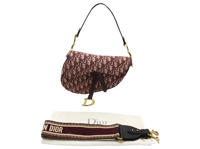 Borsa Saddle Dior Oblique in tela rossa - vista 7