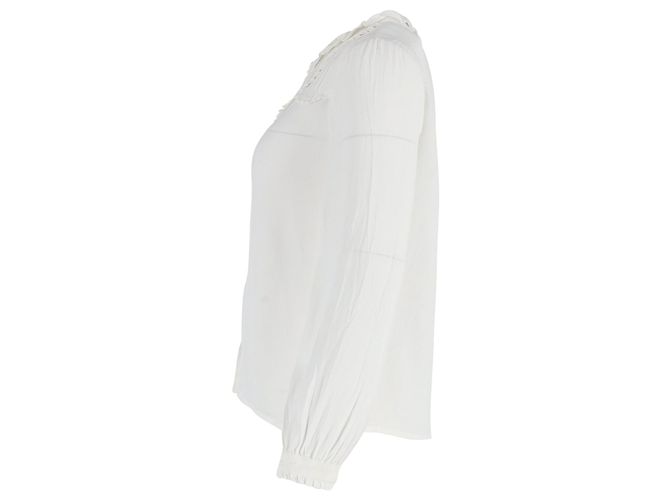 Blusa con botones y volantes Maje en algodón blanco - vista 2