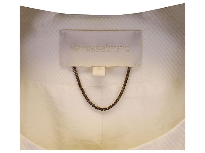 Vanessa Bruno gefütterter Peacoat aus cremefarbener Baumwolle Weiß Roh - Ansicht 3