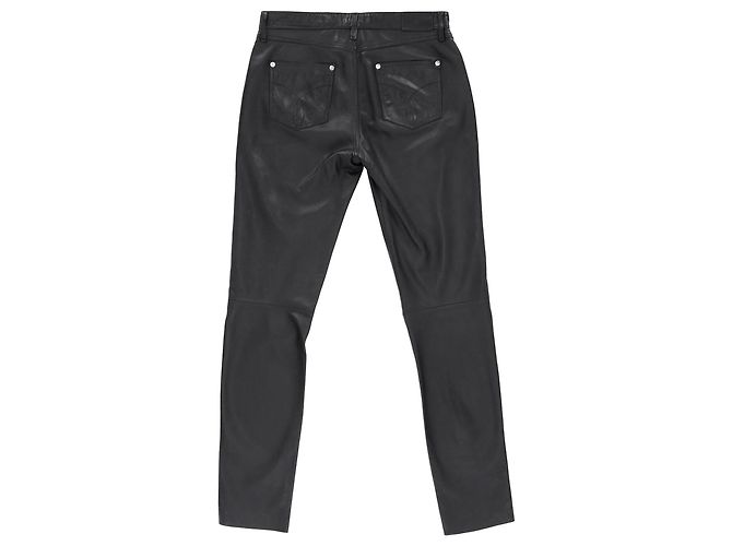 Jeans Calvin Klein in pelle di agnello nera Nero - vista 2